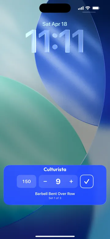 iPhone Lock Screen showing the Culturista Live Activity